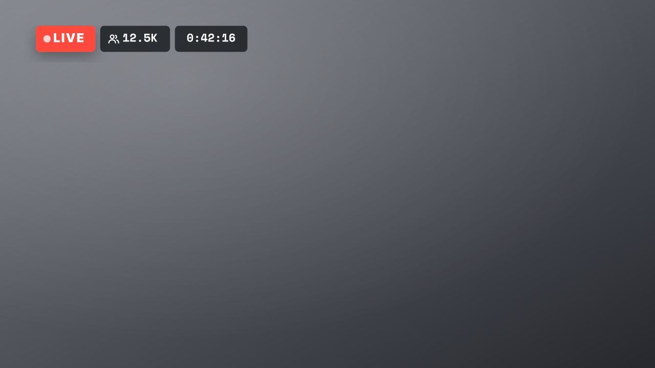 Live badge at 16:9