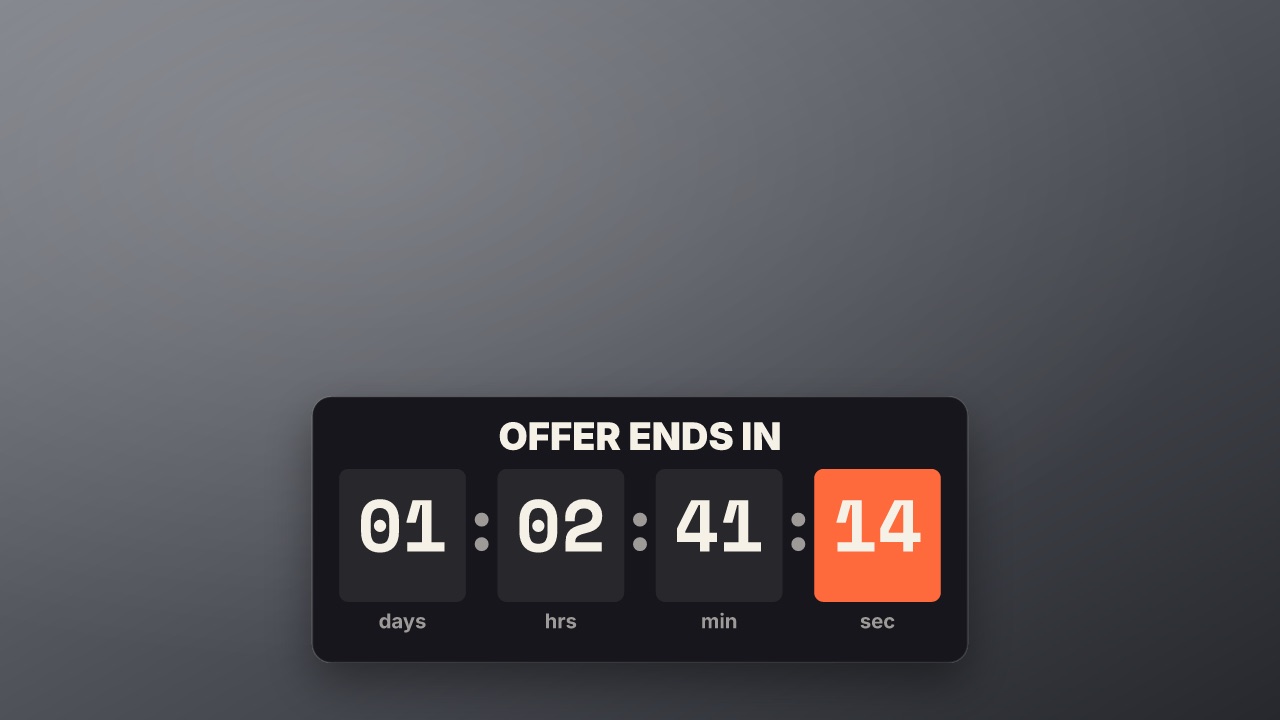 Offer countdown at 16:9