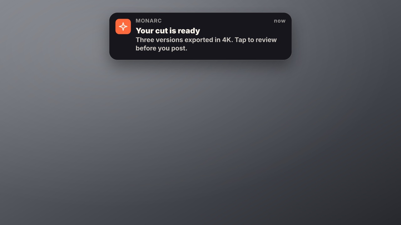 Notification at 16:9