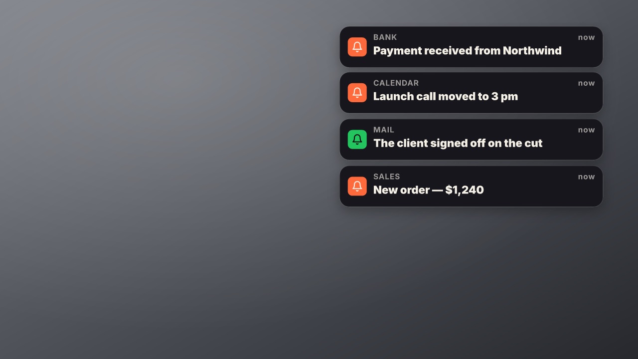 Notification stack at 16:9