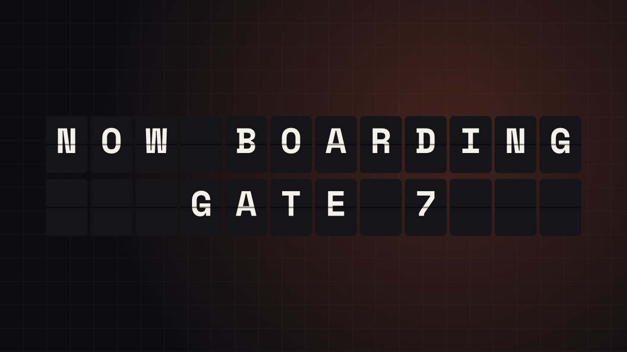 Split-flap board at 16:9